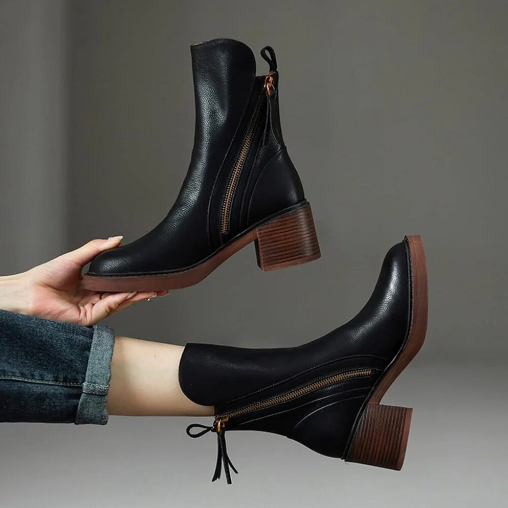 Bella Ankle Boots in Black Vegan Leather NWOT